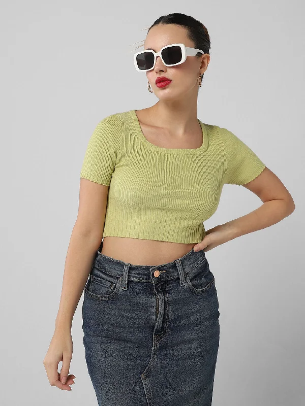 Women Green Solid Top Artistic Women's Avant - 