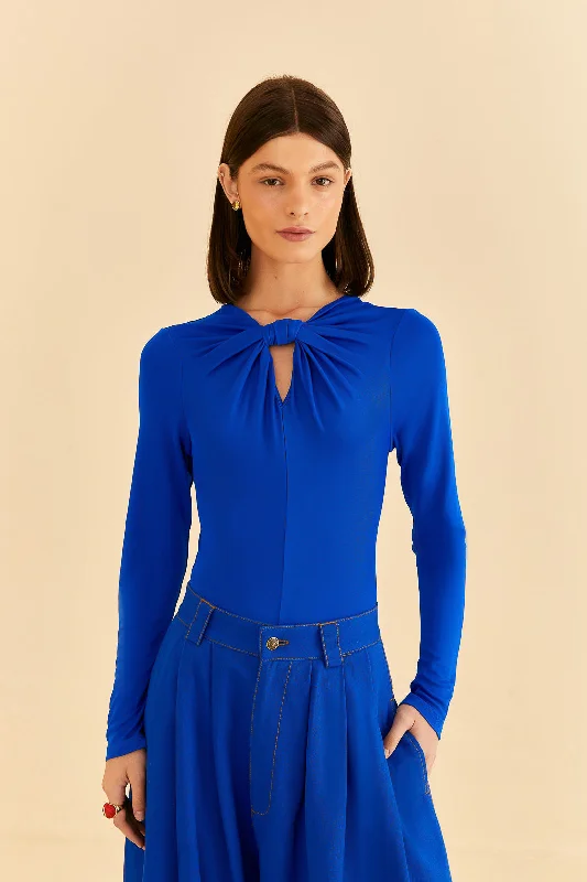 Bright Blue Long Sleeve Body Vintage Women's 1970S 