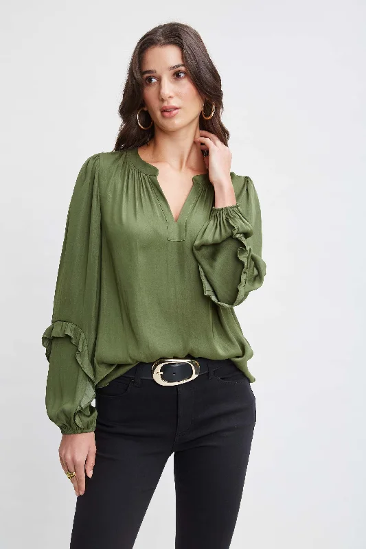 T-Tahari Split Neck Shirt Disco