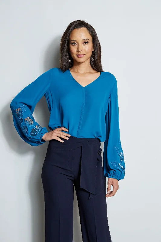 Embroidered Long Sleeve Shirt Stylish Women's Neon