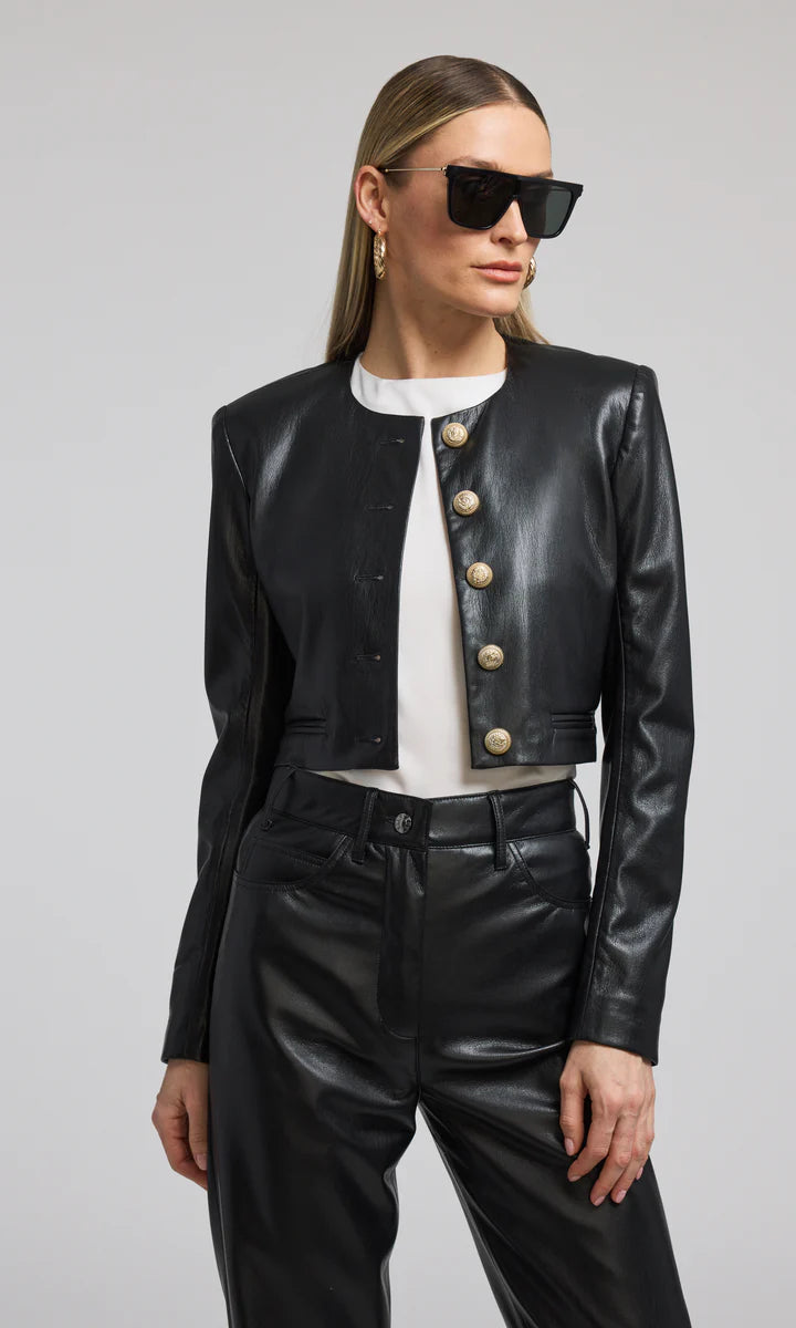 Marko Vegan Leather Blazer - Black Cool Women's Distressed