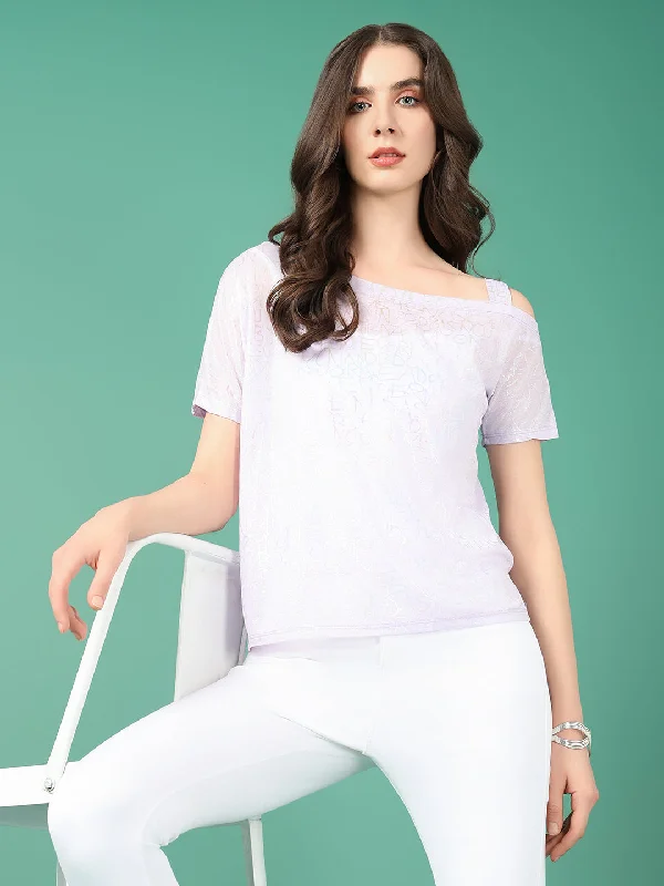 Women Lavender Graphic Top Artistic Women's Avant - 