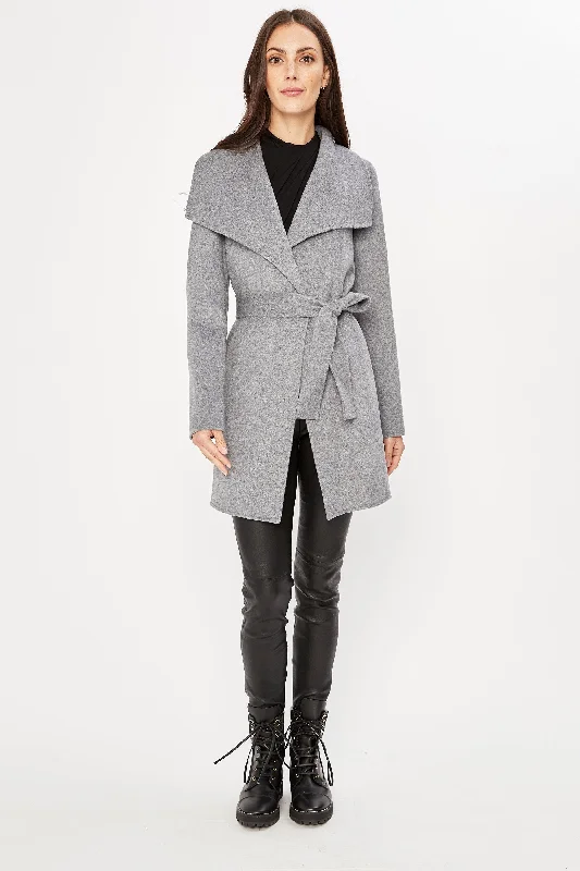 Tahari Double Face Wool Lightweight Wrap Coat Preppy Women's College