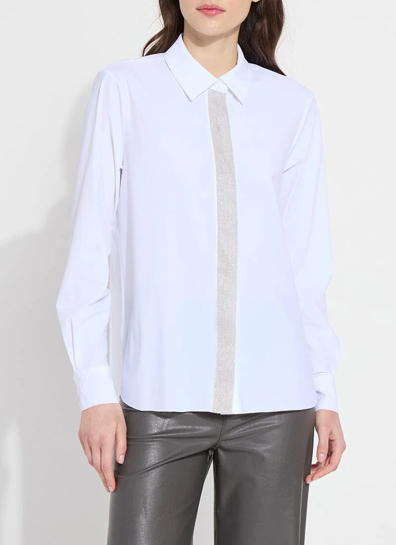 Connie Micro Beaded Shirt - White Laid - back Women's Vibe