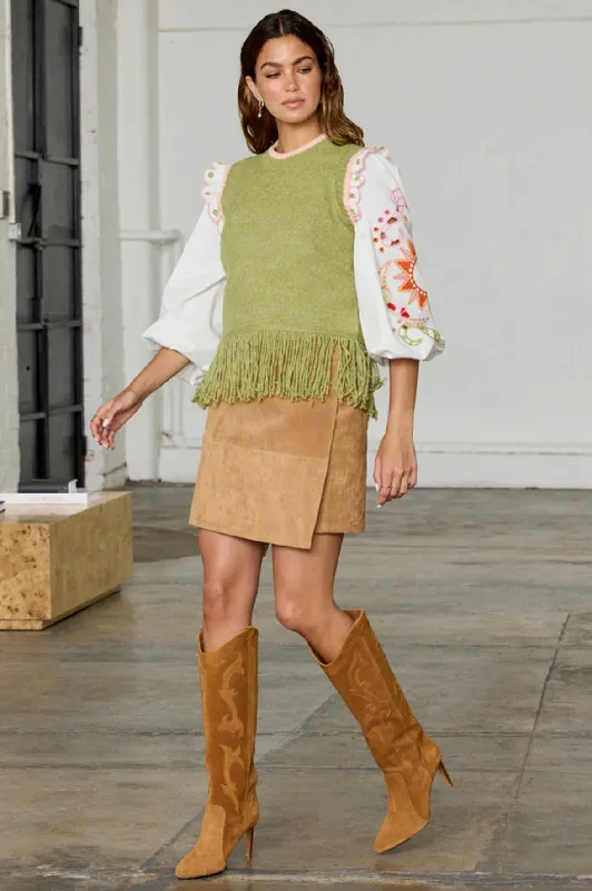 Olive Knit Tank Top Trendy Women's 