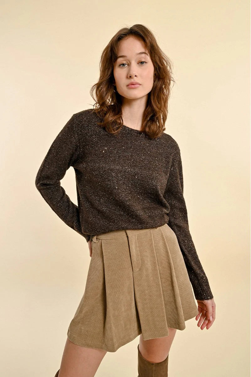 Iridescent Knit Sweater - Chocolate Cool Women's Distressed