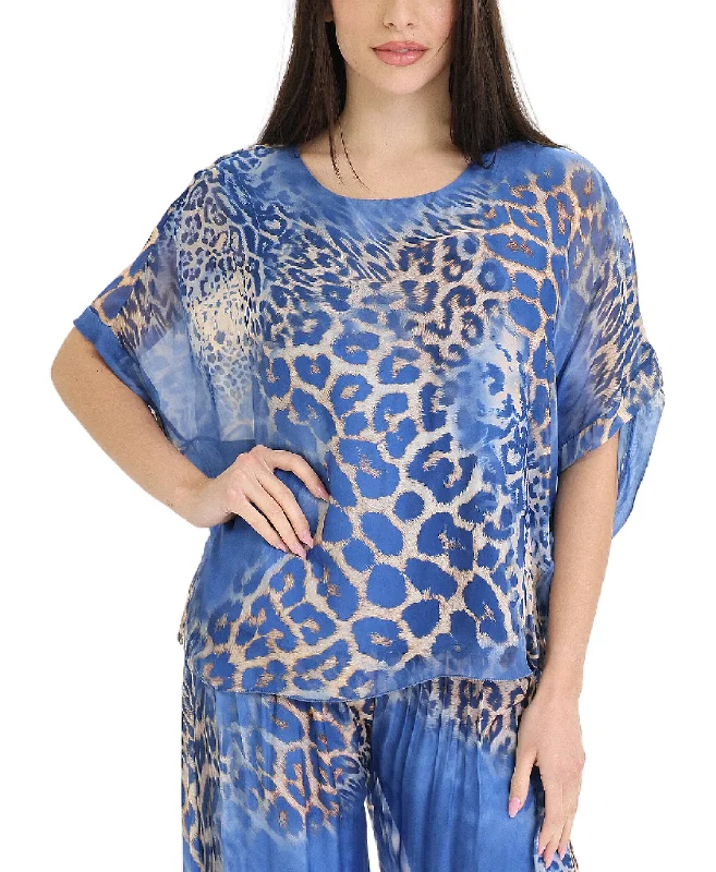 Silk Leopard Print Top Business