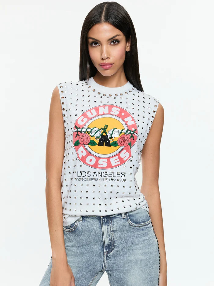 Micah Embellished Muscle Tee - Off White Tough Women's Military - inspired