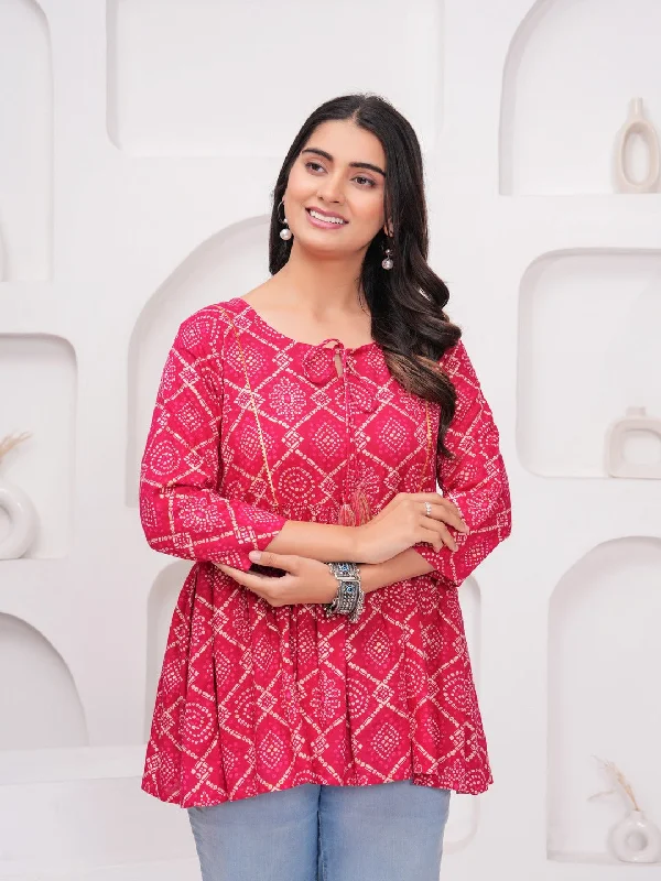 Pink Rayon Floral Top Monochromatic All - in - one