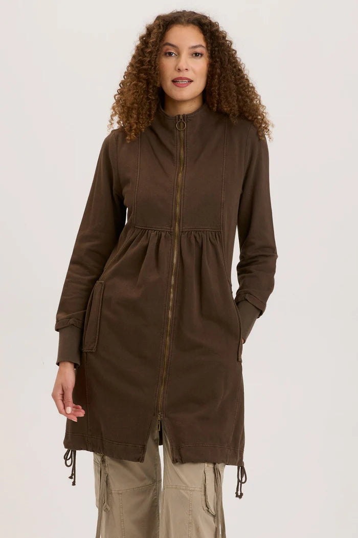 Fleece Funnel Neck Longcoat - Boxwood Pigment Athletic Women's High - 