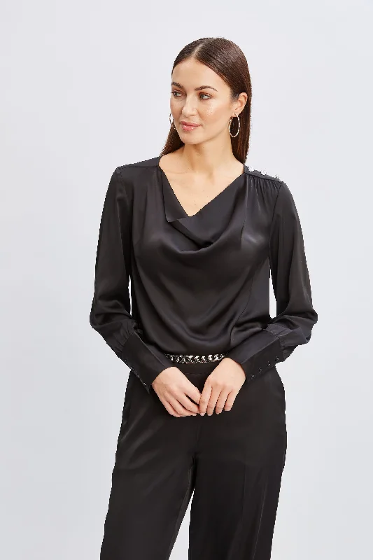 T-Tahari Satin Cowl Jewel Top Elegant Women's Formal 