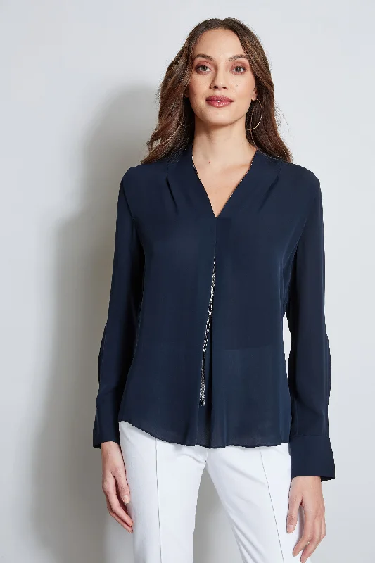Long Sleeve Chain Shirt Sophisticated Women's Tailored