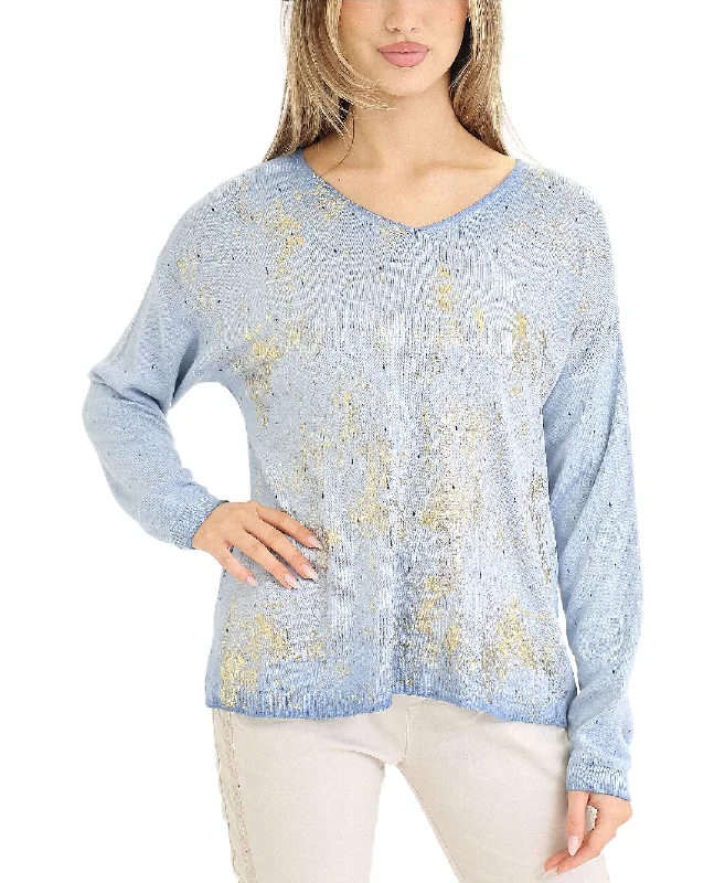 Knit Top w/ Metallic Details Minimalist Women's Casual
