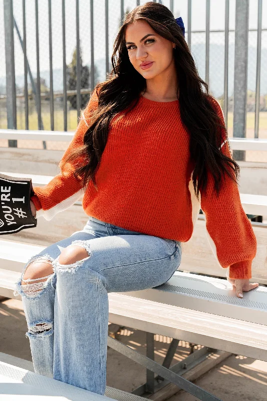 Competitively Cute Colorblock Sweater (Orange/Ivory) Cashmere