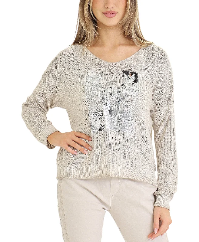 Sequin Heart Knit Top Cool Women's Skate