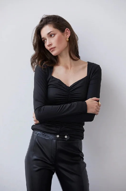 Leilani Sweetheart Ruched Knit Top Practical Women's Quick - dry