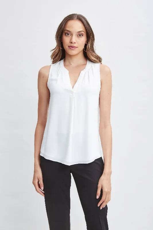 T-Tahari Sleeveless Split Neck Shirt Sporty Women's Athleisure 