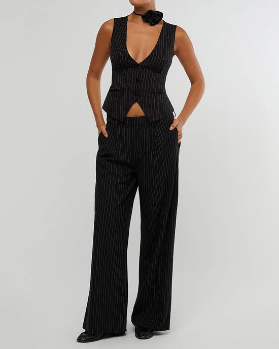 Fitted Pin Stripe Vest Sophisticated Women's 