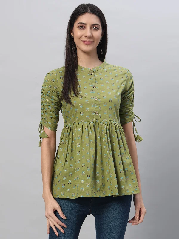 Cotton Printed Regular Top Unique Women's Upcycled