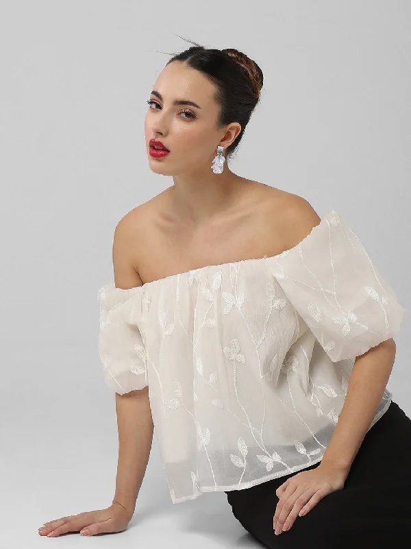 Women Cream Floral Top Cool Women's Skate