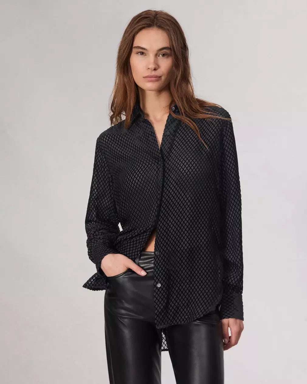 Lila Patterned Shirt - Black Geometric