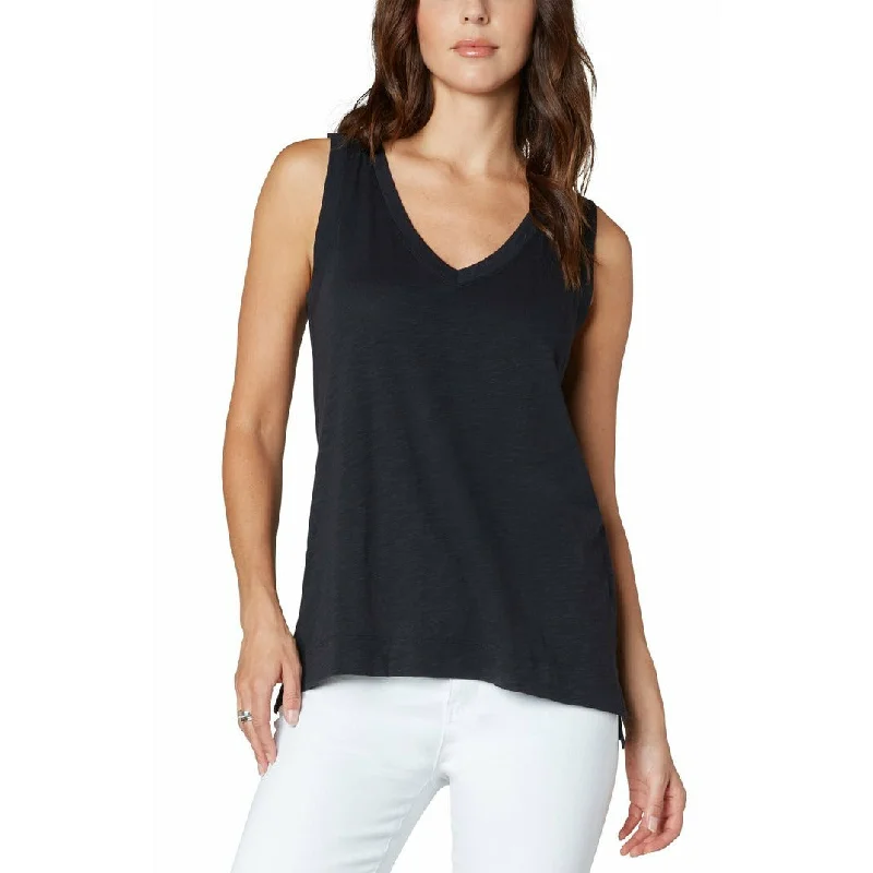 Sleeveless V-Neck Knit Tee Polished Women's Silk