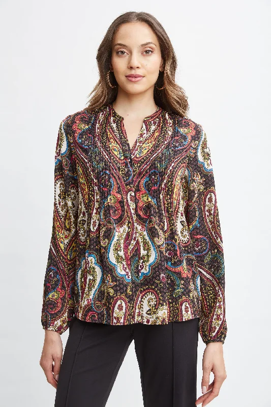 T-Tahari Paisley Split Neck Shirt Cashmere