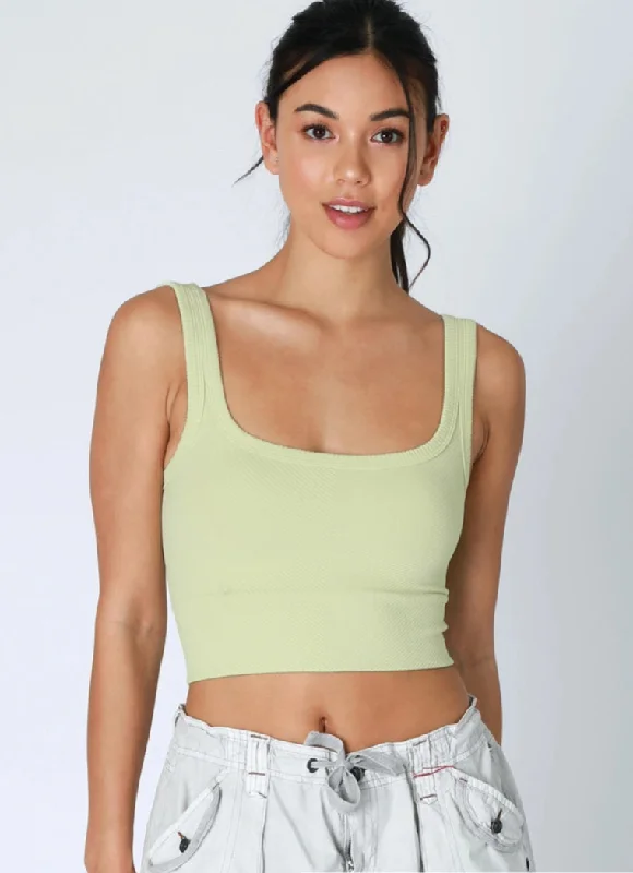 Chevron Ribbed Crop Top Artistic Women's Hand - painted