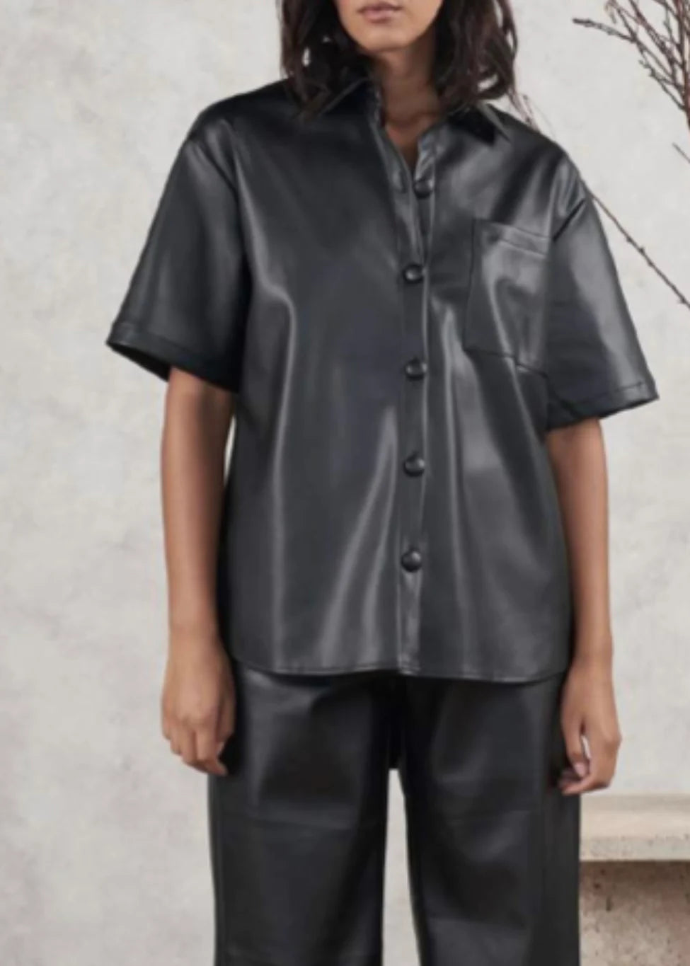 Faux Leather Shirt Women