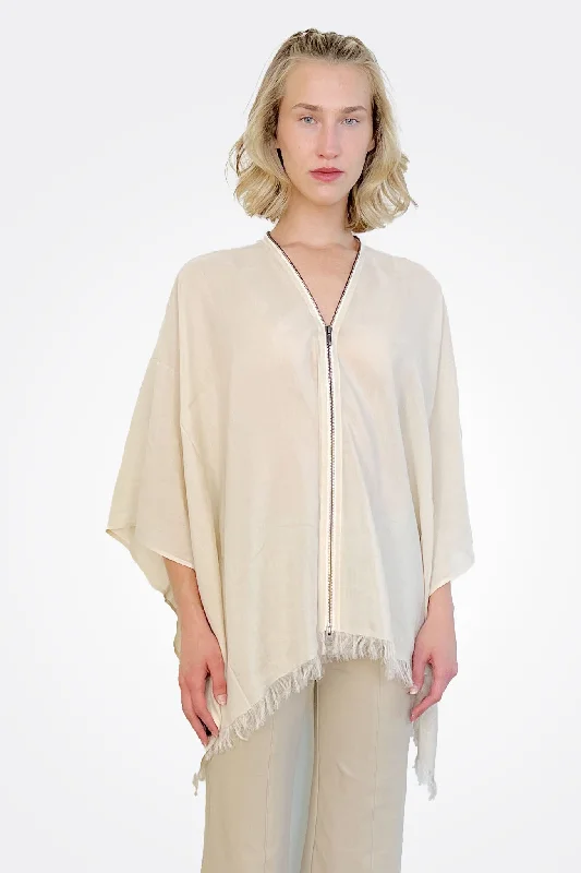 Yori Zip Up Poncho - Clay Business