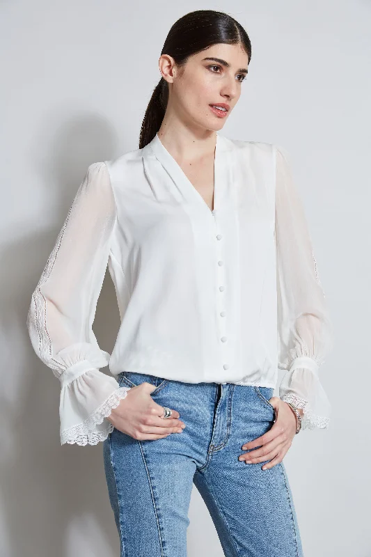 Embroidered Sleeve Blouson Shirt Sporty Women's Tennis