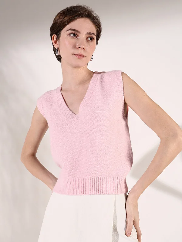 Women Pink Solid Top Sleek Women's Metallic