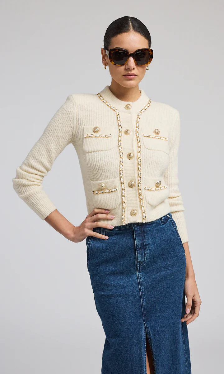 Selma Chain Cardigan - Ivory Dapper Women's 1920S