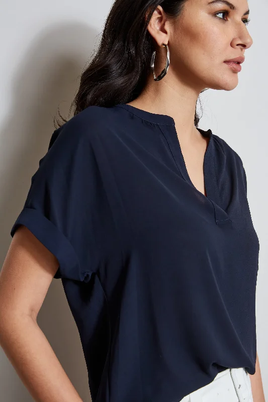 T-Tahari Short Sleeve Shirt Preppy Women's College