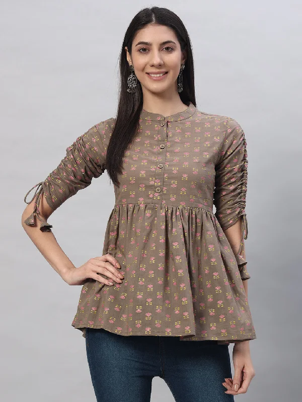 Cotton Printed Regular Top Stylish Women's Neon