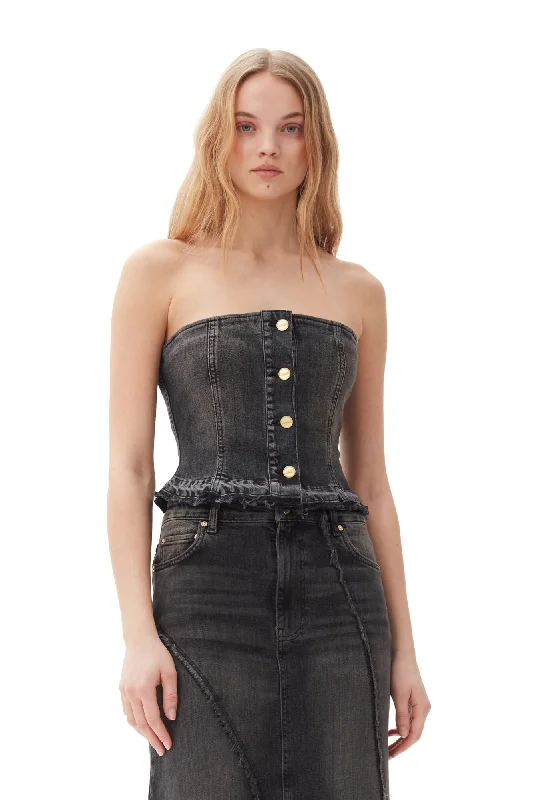 Denim Top - Washed Black Business