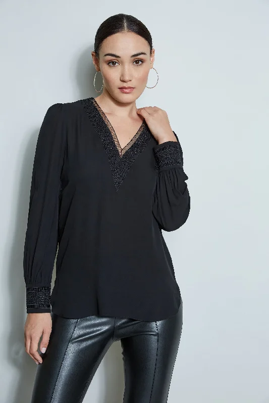 Embroidered Silk Shirt Hip Women's Retro