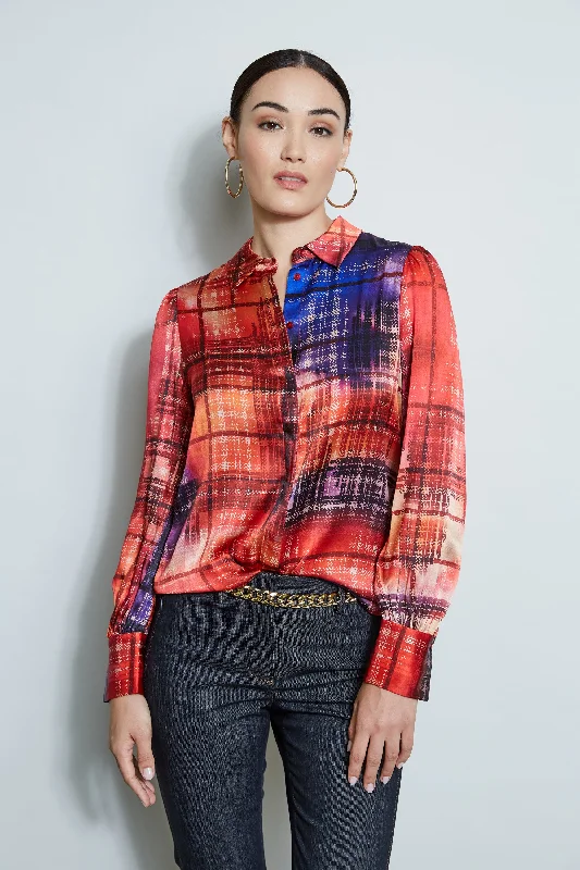Silk Digital Plaid Shirt Australian Beach