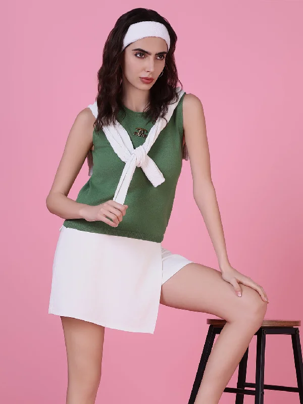 Women Green Solid Top Refined Women's Classic 