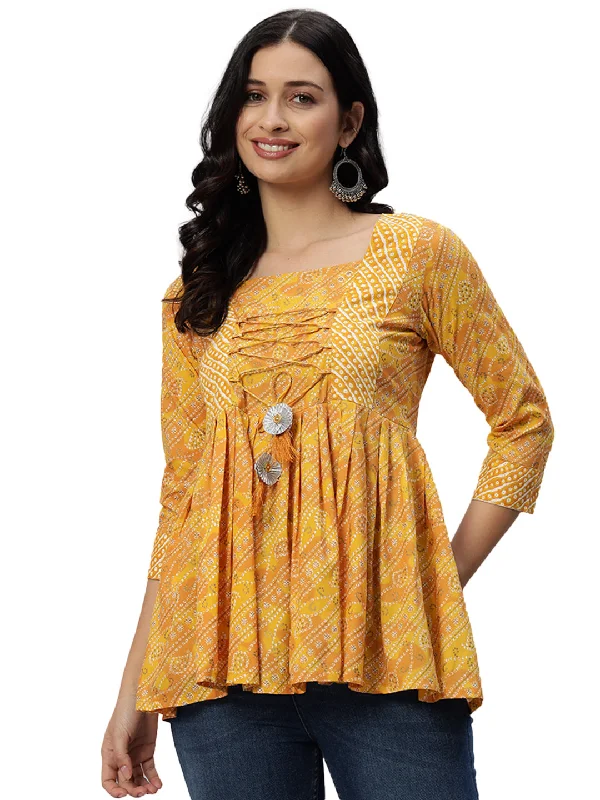 Rayon Printed Regular Top Women