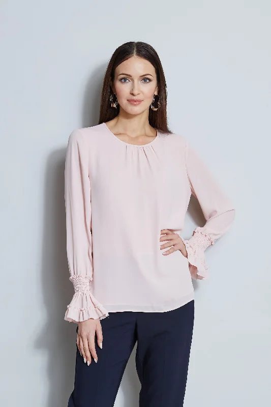 T-Tahari Ruffle Cuff Shirt Relaxed Women's Beachy