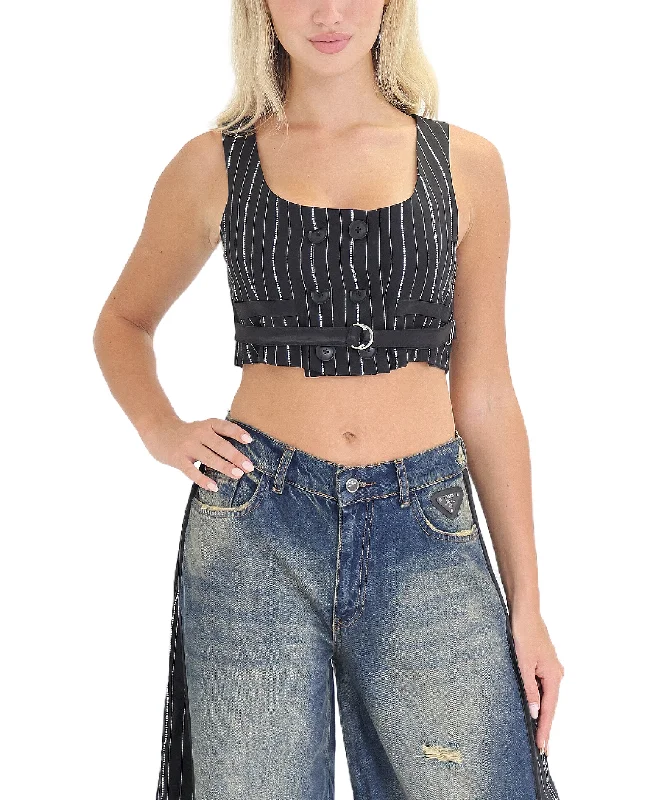 Striped Vest w/ Crystals Refined Women's 