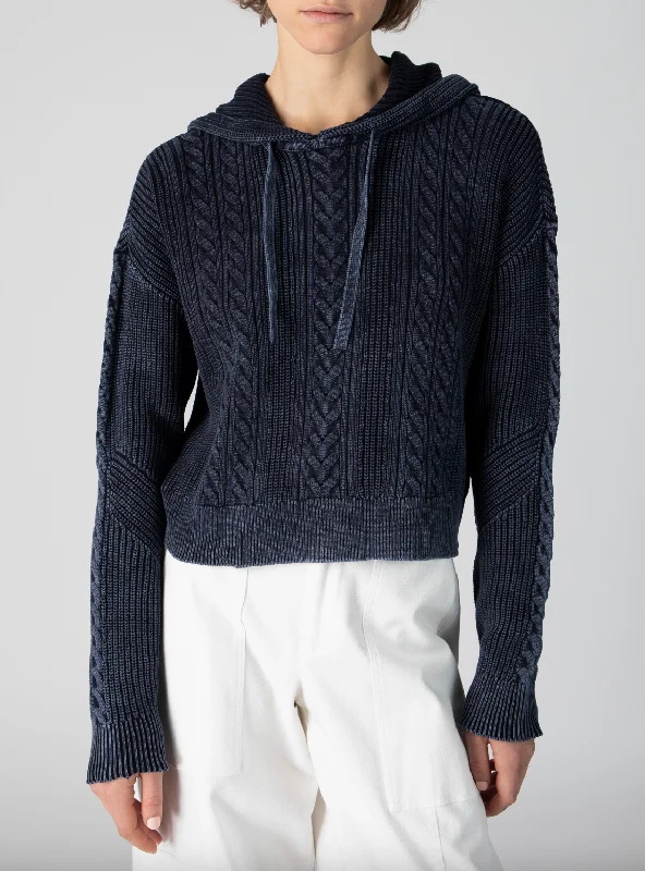 Stone Wash Hooded Sweater - Midnight Tough Women's Military - inspired