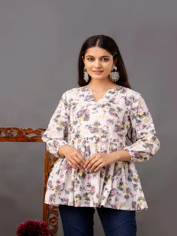 Printed 3/4 Sleeves Regular Pure Cotton Top Dynamic Women's High - energy