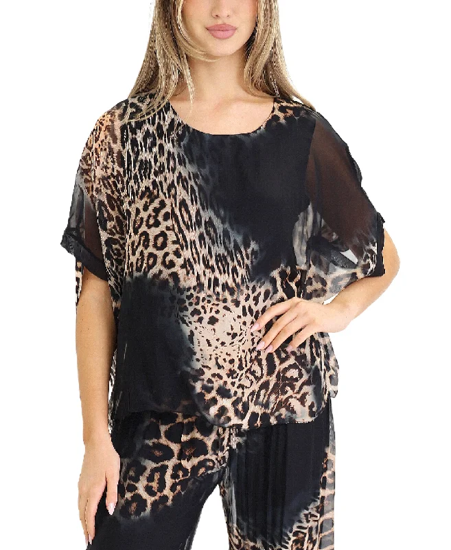 Silk Leopard Print Top Gym