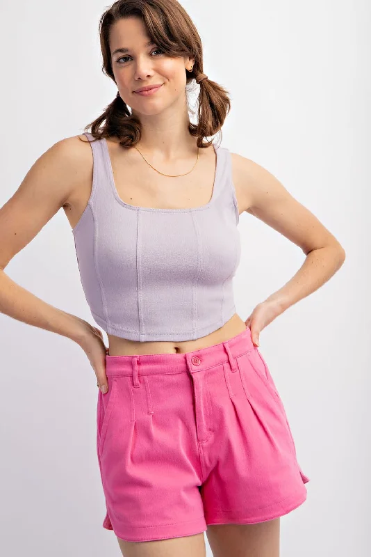 Charlize Square Neck Crop Tank (Lavender) Scandinavian