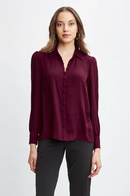 T-Tahari Button Down Shirt Bohemian Women's Free