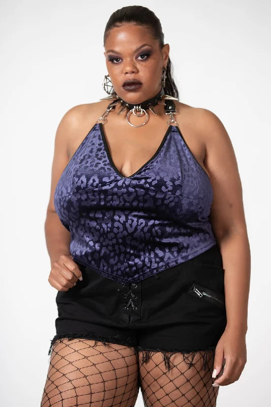 Alley Cat Halter Top [PLUM] [PLUS] Cozy Women's Sherpa - lined