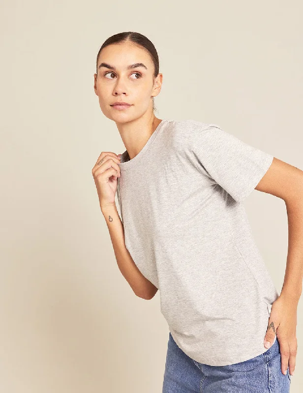 Boyfriend T-Shirt - Light Grey Marl Trendy Women's Oversized
