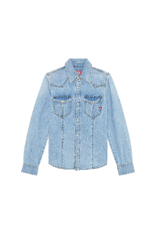 Diesel DE-WAVES SHIRT-A09966 DENIM Polished Women's Silk